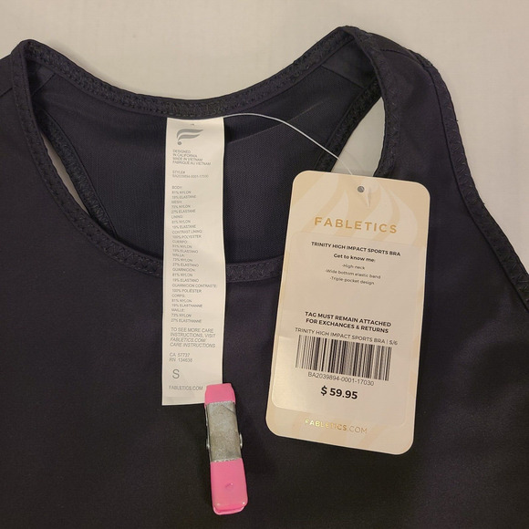 Fabletics Trinity High Impact Sports Bra Black Small Padded Yoga Workout NEW - Picture 7 of 11